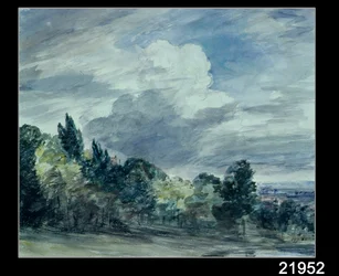 Vue sur un vaste paysage, avec des arbres au premier plan, septembre 1832